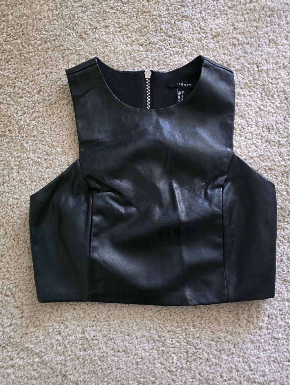 Black Faux Leather Crop Top Sz M Goth Festival Baddie